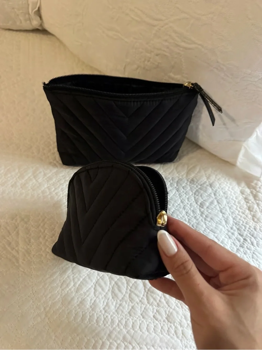 Victoria’s Secret Black Makeup Cosmetics Bag set of 2